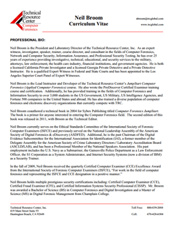 CV for Neil Broom Expert Witness in Computer Forensics Investigations in Cape Coral Florida
